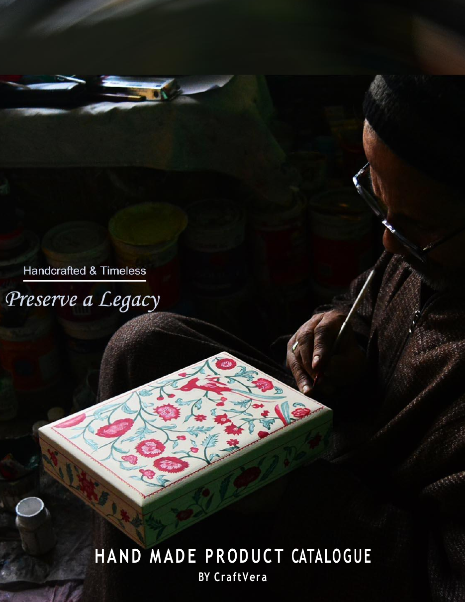 Cover page of the About CraftVera handmade product catalogue
